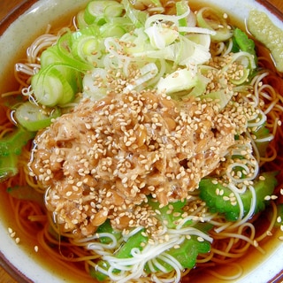 簡単！夏に最高～！？・・・納豆・ゴーヤ冷やし素麺